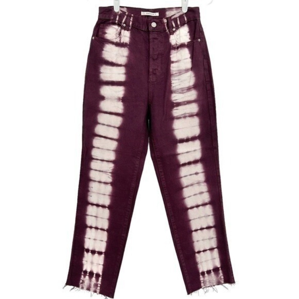 Pacsun Women's Straight Ecco Raspberry Tie Dye Bleached Raw Hem Jeans Sz 26 NWOT